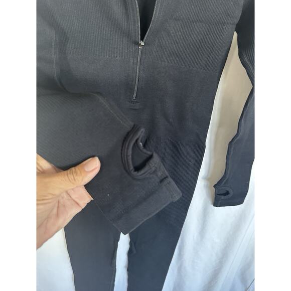 Long Sleeve Jumpsuits for Women Ribbed One Piece Casual Yoga Workout Zip Front S - Picture 5 of 6